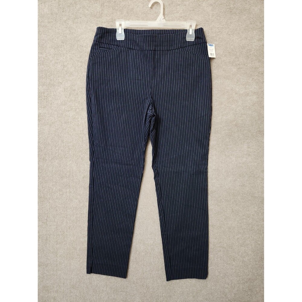 Chicos So Slimming Brigitte Slim Ankle Pants Womens 1.5 US 10 Blue Striped NWOT